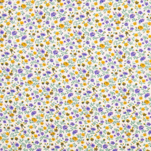 viscose poplin bloemen paars/oranje