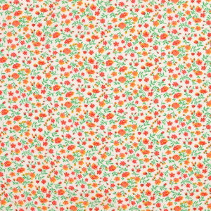 viscose poplin bloemen oranje/rood