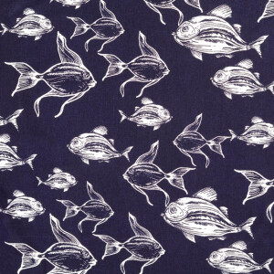 viscose poplin vissen marine