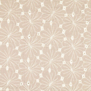 katoenen mousseline geborduurd bloemen beige