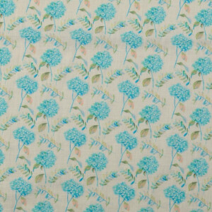 linnen gewassen digitaaldruk bloemen aqua
