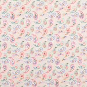 linnen gewassen digitaaldruk Paisley roze