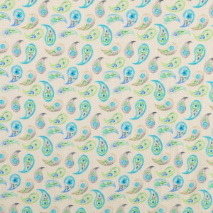 linnen gewassen digitaaldruk Paisley aqua