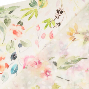 katoen voile scherli digitaaldruk bloemen offwhite