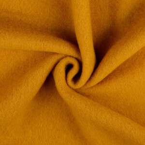 Wollen fleece uni mosterd