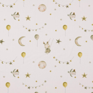 Katoen tricot digitaaldruk circus offwhite