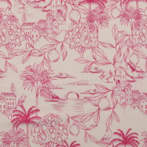 katoen poplin digitaaldruk palmbomen pink