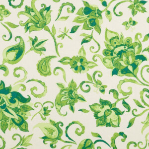 katoen voile bloemen groen