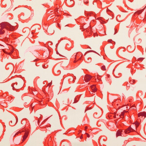 katoen voile bloemen rood