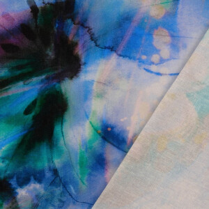 viscose linnen digitaaldruk tie-dye blauw
