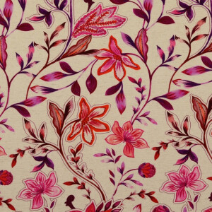 viscose linnen digitaaldruk bloemen pink