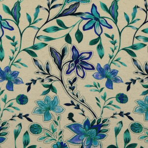 viscose linnen digitaaldruk bloemen blauw