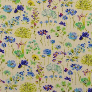 viscose linnen digitaaldruk bloemen blauw