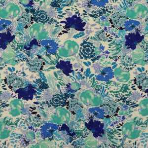 viscose linnen digitaaldruk bloemen turquoise
