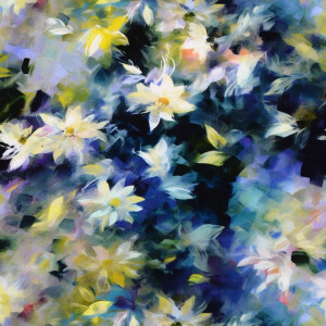 viscose poplin digitaaldruk bloemen blauw