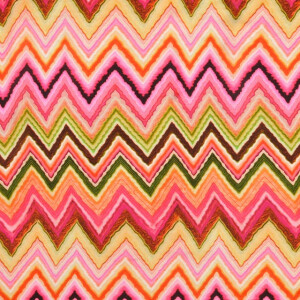 viscose satijn digitaaldruk zigzag roze/oranje