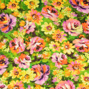 viscose satijn digitaaldruk bloemen groen