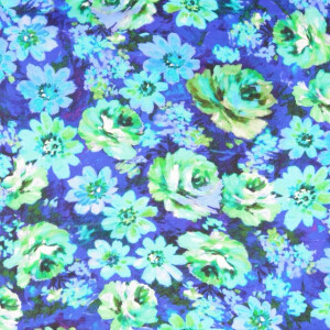 viscose satijn digitaaldruk bloemen blauw