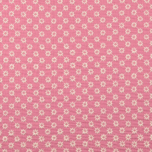 katoenen mousseline geborduurd bloemetjes roze