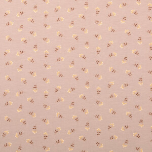 Katoen tricot bloemen bruin