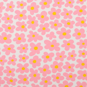 Katoen tricot bloemen roze