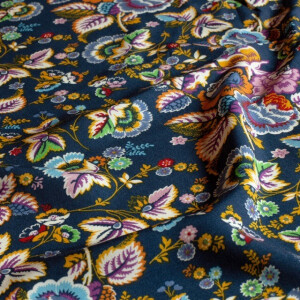 viscose poplin bloemen indigo