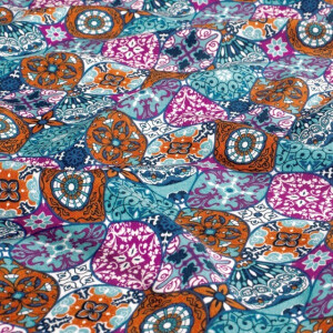 viscose poplin abstract aqua