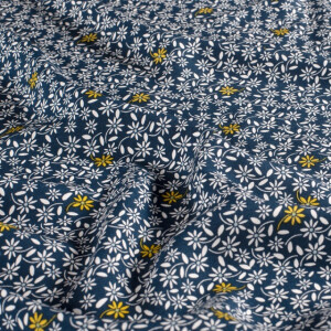 viscose poplin bloemen marine