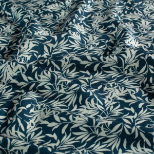 viscose poplin bladeren marine