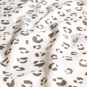 katoenen mousseline luipaard offwhite
