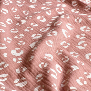 katoenen mousseline luipaard licht mauve