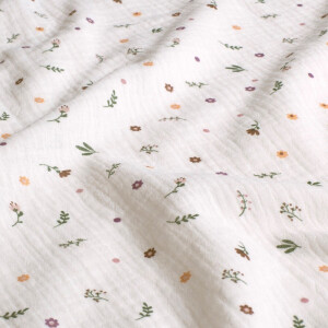 katoenen mousseline bloemen offwhite