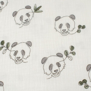 katoenen mousseline panda's offwhite