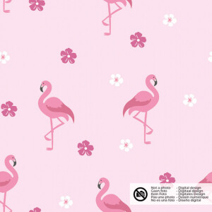 katoen poplin flamingo's lichtroze