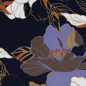 viscose nylon crêpe bloemen marine