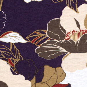 viscose nylon crêpe bloemen paars