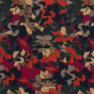 viscose nylon crêpe bloemen rood