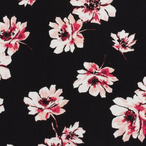 viscose nylon crêpe bloemen zwart