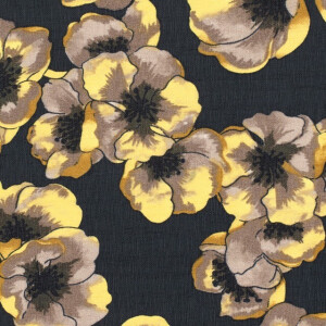viscose nylon ottoman bloemen oker