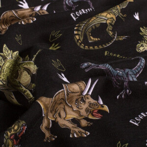 sweat/french terry aangeruwd digitaaldruk dino's zwart