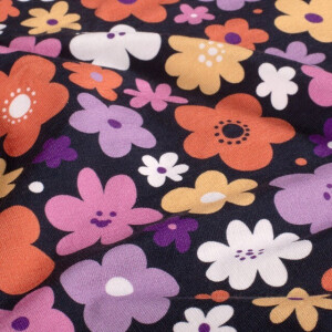 sweat/french terry aangeruwd digitaaldruk bloemen marine