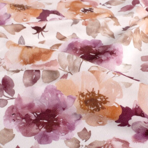 sweat/french terry aangeruwd digitaaldruk bloemen offwhite