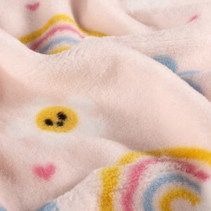 coral fleece bedrukt regenbogen roze