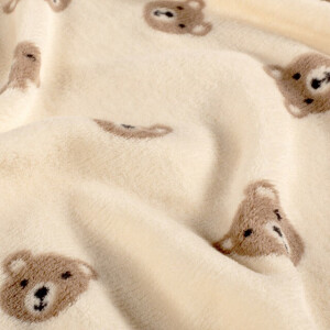 coral fleece bedrukt beren beige