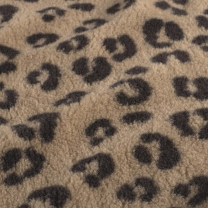 sherpa fleece bedrukt panter camel