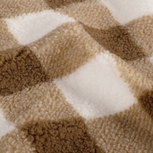 sherpa fleece bedrukt geblokt camel
