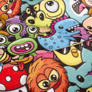 joggingstof digitaaldruk monsters zwart