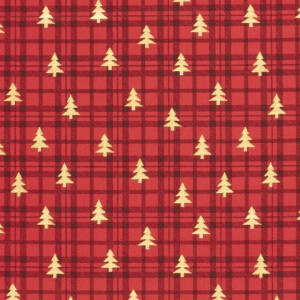 katoen poplin kerst bomen rood/goud