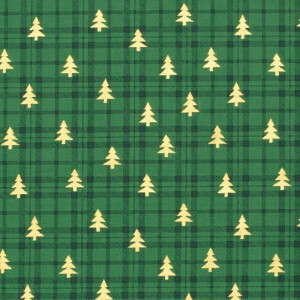 katoen poplin kerst bomen groen/goud