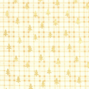 katoen poplin kerst bomen offwhite/goud